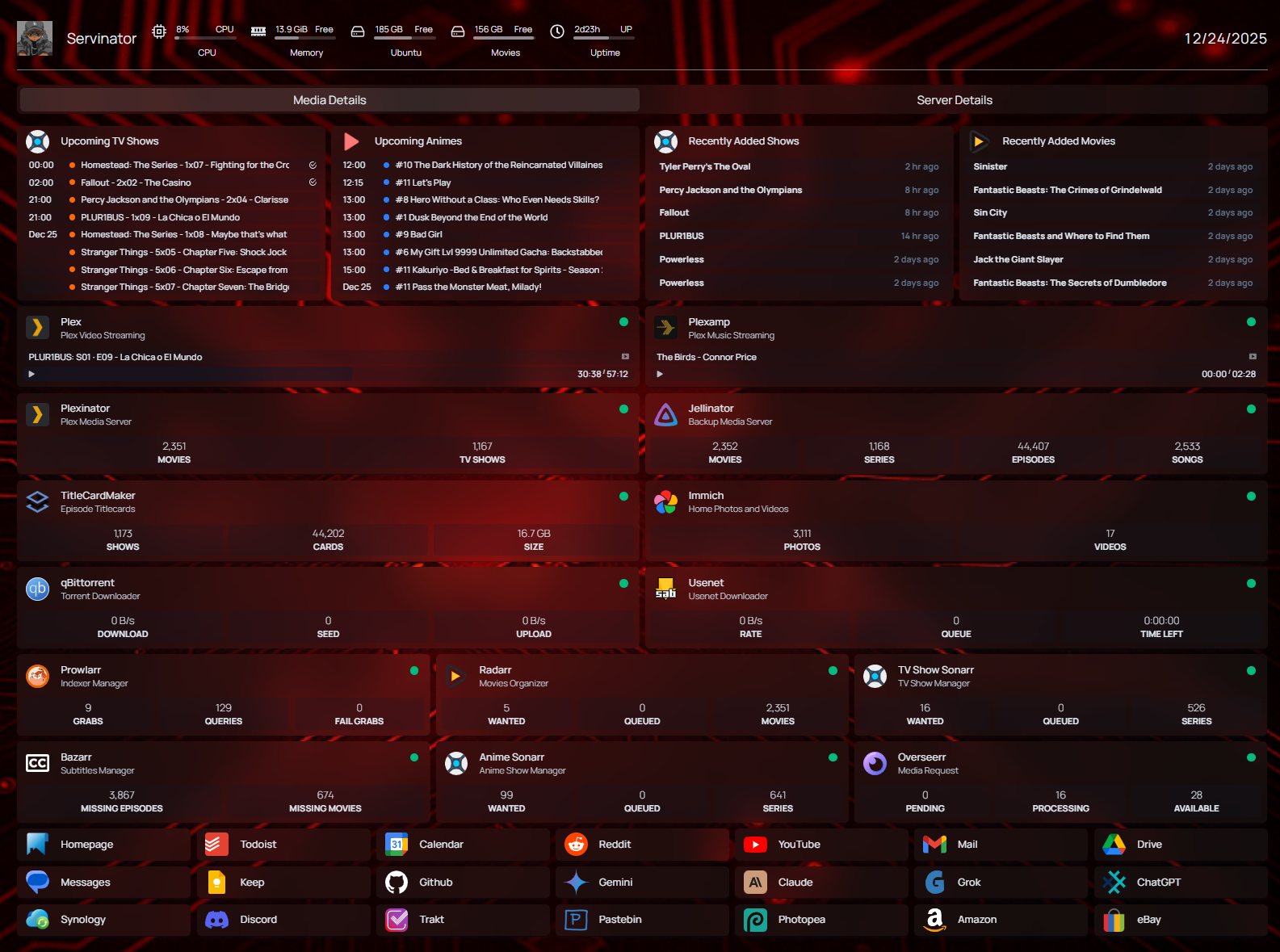 Homepage – Media Details view